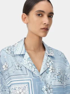 AMIRI Shirts<WOMEN'S BANDANA FLORAL PJ SHIRT Cerulean