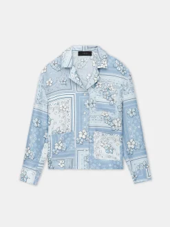AMIRI Shirts<WOMEN'S BANDANA FLORAL PJ SHIRT Cerulean