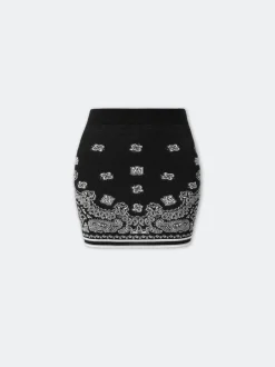 AMIRI Knitwear<WOMEN'S BANDANA MINI SKIRT BLACK