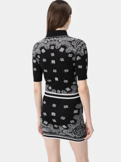 AMIRI Knitwear|Shirts<WOMEN'S BANDANA POLO BLACK