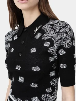 AMIRI Knitwear|Shirts<WOMEN'S BANDANA POLO BLACK