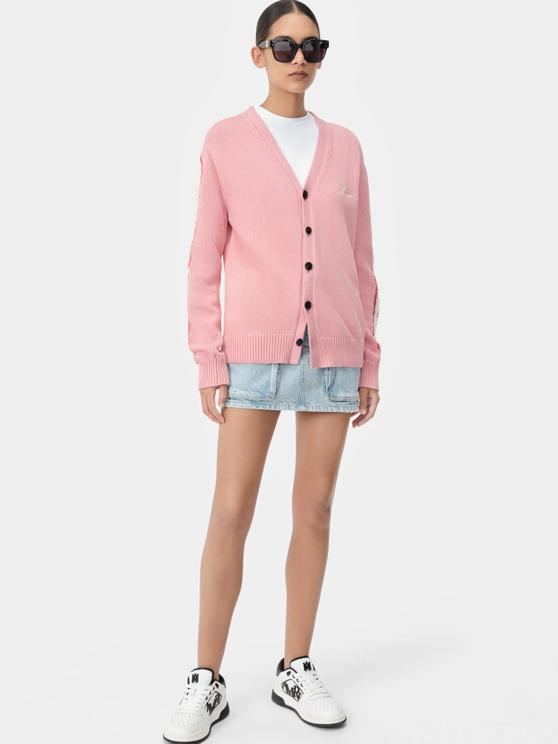 AMIRI Knitwear<WOMEN'S BONES CARDIGAN Flamingo Pink