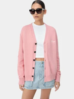 AMIRI Knitwear<WOMEN'S BONES CARDIGAN Flamingo Pink