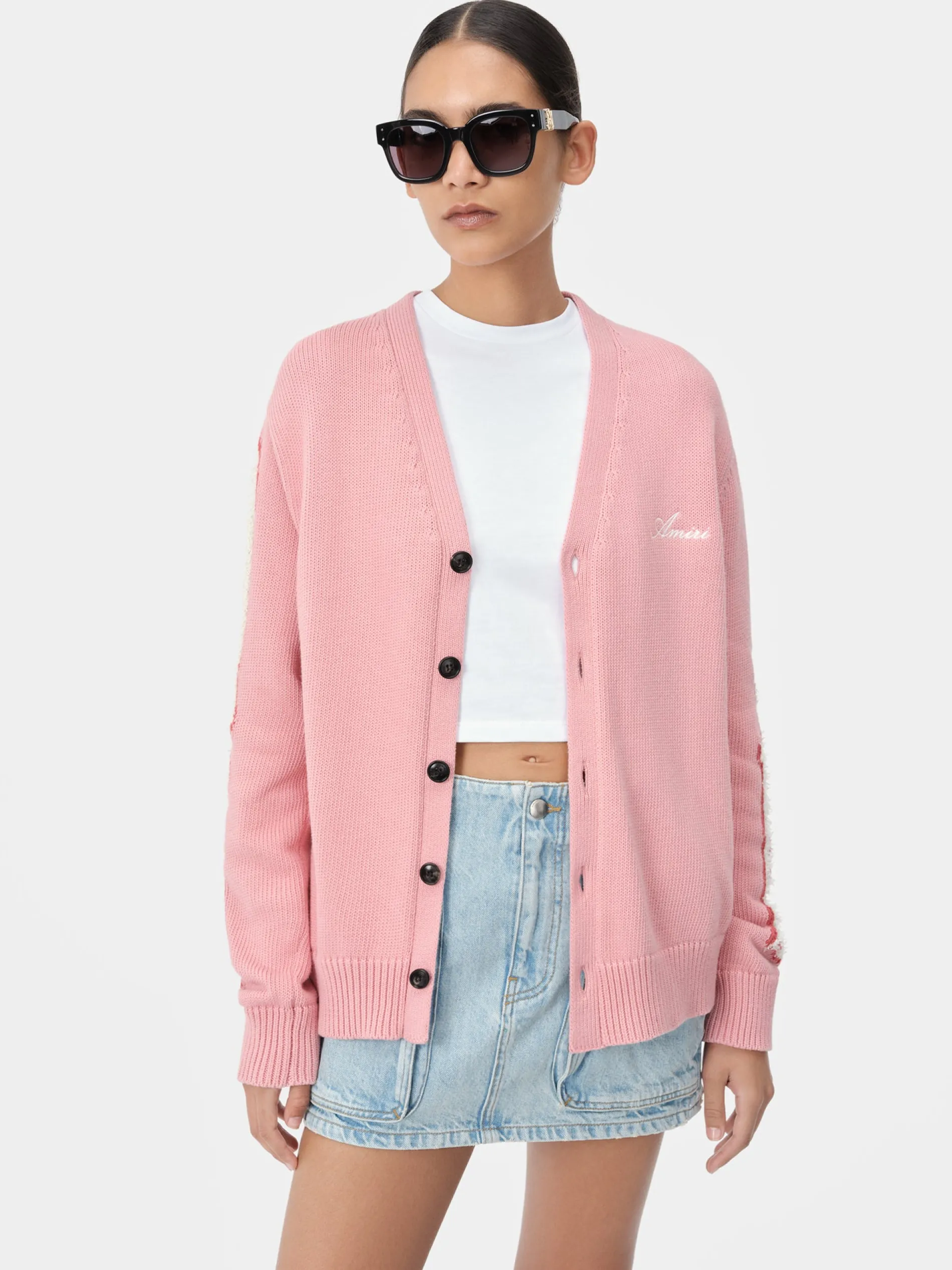 AMIRI Knitwear<WOMEN'S BONES CARDIGAN Flamingo Pink