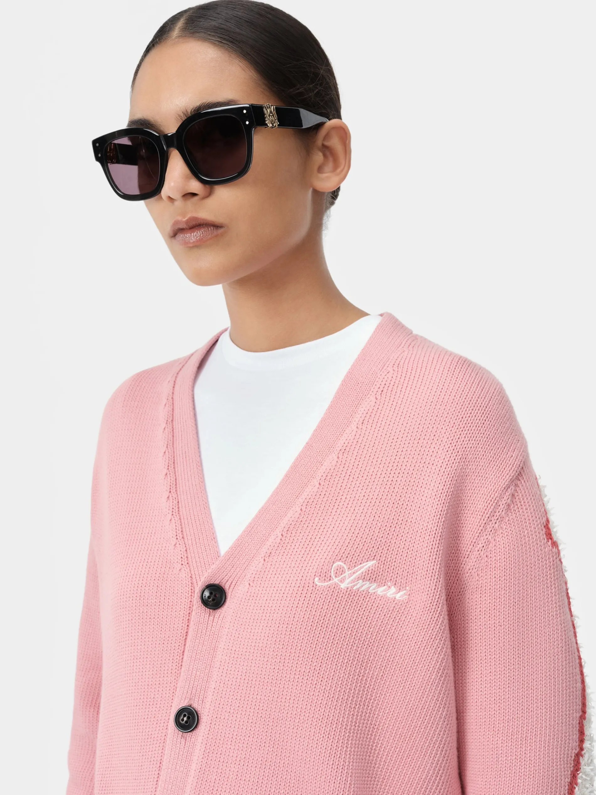 AMIRI Knitwear<WOMEN'S BONES CARDIGAN Flamingo Pink