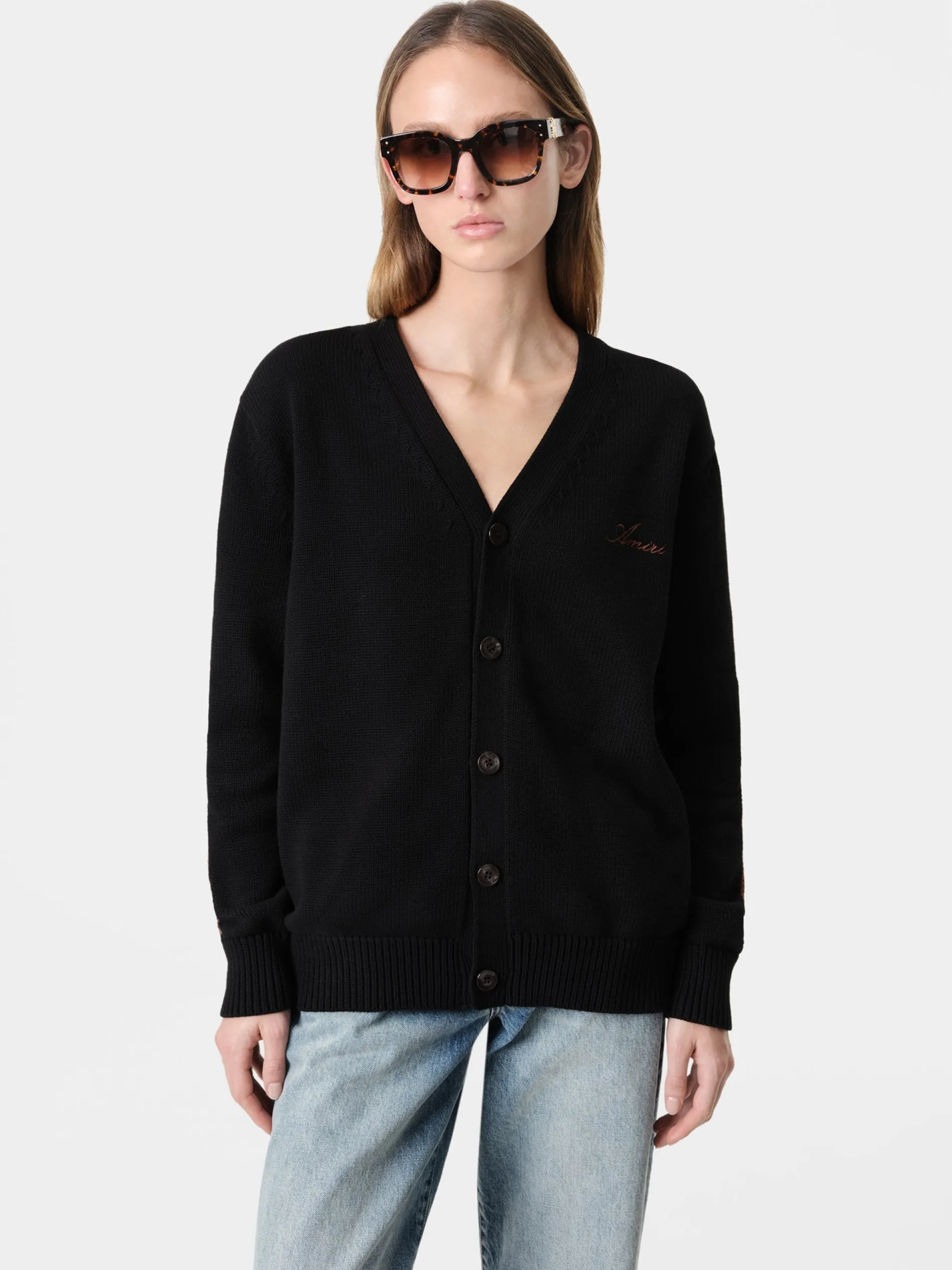 AMIRI Knitwear<WOMEN'S BONES CARDIGAN BLACK
