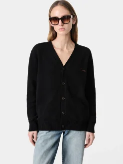 AMIRI Knitwear<WOMEN'S BONES CARDIGAN BLACK