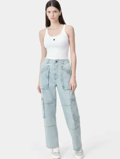 AMIRI Pants|Denim<WOMEN'S CARGO LOOSE Light Indigo