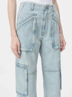 AMIRI Pants|Denim<WOMEN'S CARGO LOOSE Light Indigo