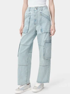 AMIRI Pants|Denim<WOMEN'S CARGO LOOSE Light Indigo