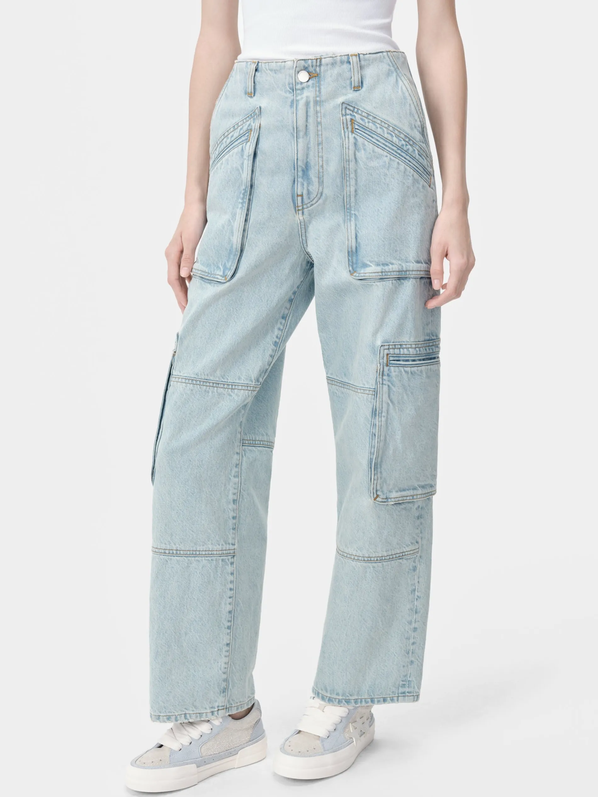 AMIRI Pants|Denim<WOMEN'S CARGO LOOSE Light Indigo