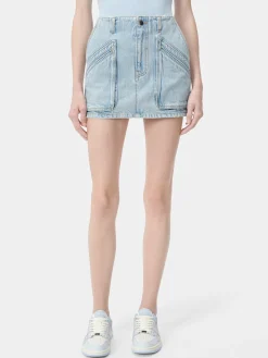 AMIRI Denim<WOMEN'S CARGO SKIRT Light Indigo