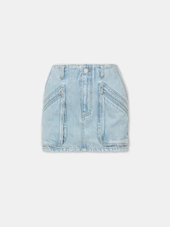 AMIRI Denim<WOMEN'S CARGO SKIRT Light Indigo
