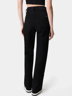 AMIRI Denim<WOMEN'S CRYSTAL STRIPE WIDE STRAIGHT BLACK OD