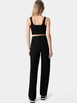 AMIRI Denim<WOMEN'S CRYSTAL STRIPE WIDE STRAIGHT BLACK OD