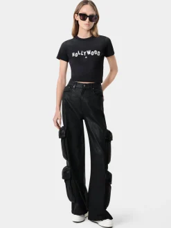 AMIRI Jersey|Tees<WOMEN'S HOLLYWOOD BABY TEE FADED BLACK