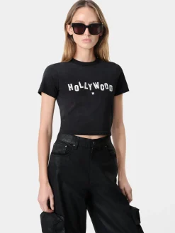 AMIRI Jersey|Tees<WOMEN'S HOLLYWOOD BABY TEE FADED BLACK