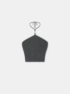AMIRI Knitwear|Shirts<WOMEN'S LUREX HALTER TOP BLACK