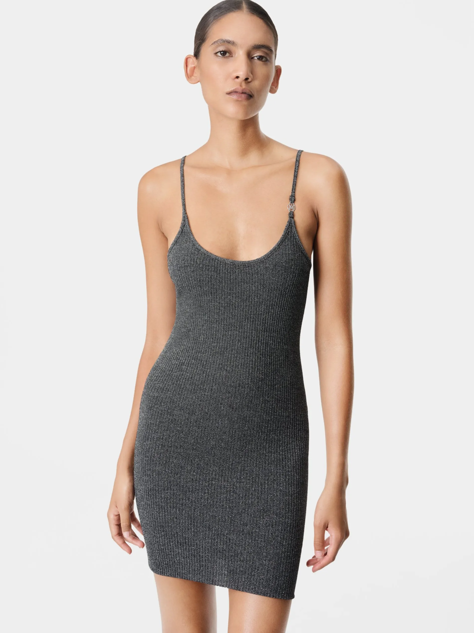 AMIRI Knitwear|Dresses<WOMEN'S LUREX MINI DRESS BLACK