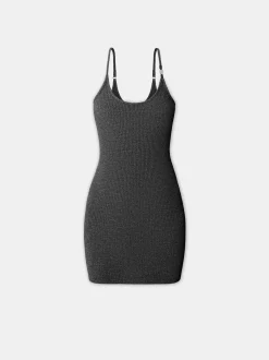AMIRI Knitwear|Dresses<WOMEN'S LUREX MINI DRESS BLACK