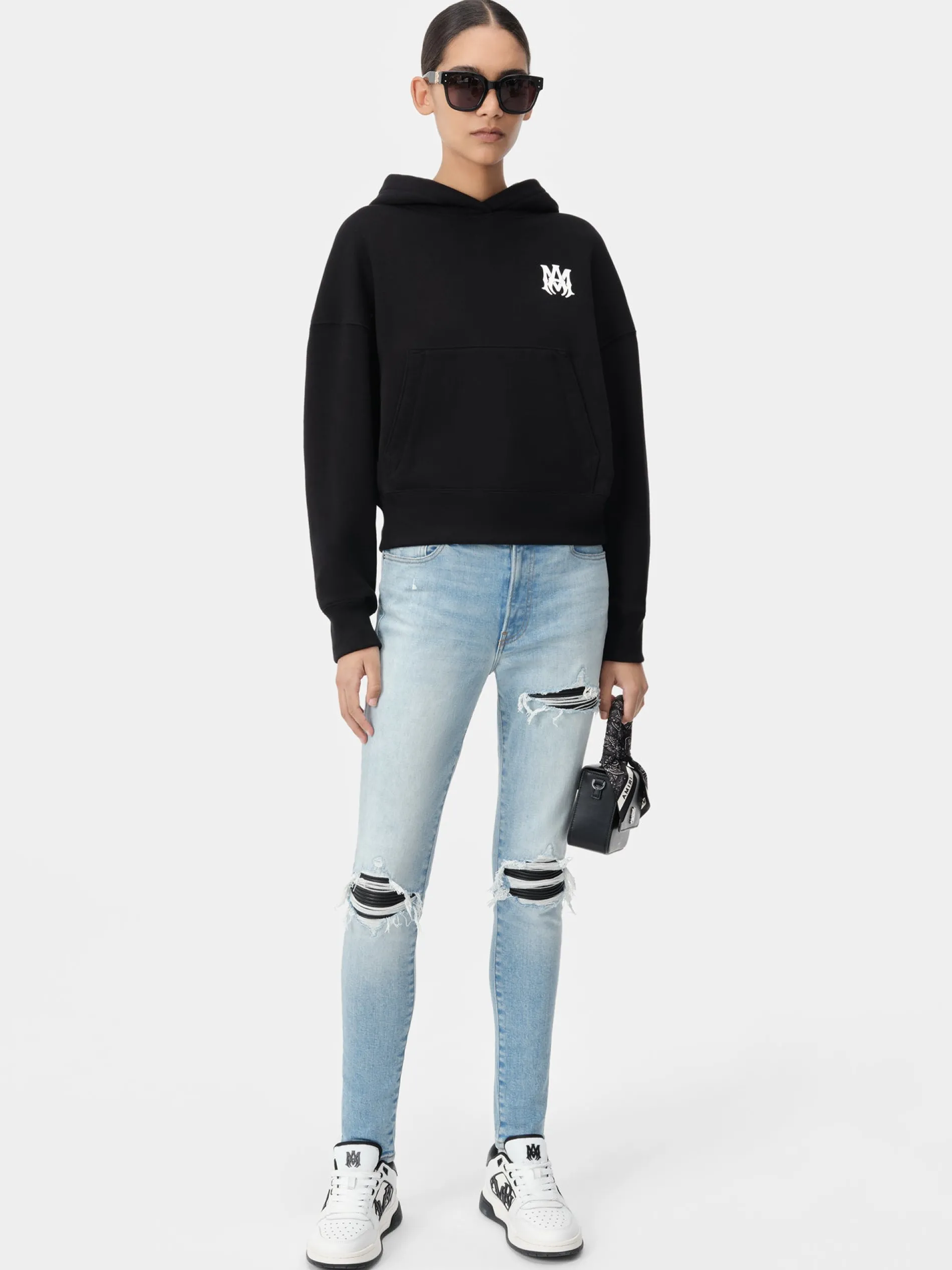 AMIRI Sweatshirts|Jersey<WOMEN'S MA CORE LOGO HOODIE BLACK