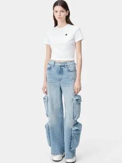 AMIRI Jersey|Tees<WOMEN'S MA EMBROIDERED BABY TEE White