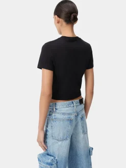 AMIRI Jersey|Tees<WOMEN'S MA EMBROIDERED BABY TEE BLACK