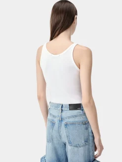 AMIRI Jersey|Tees<WOMEN'S MA EMBROIDERED RIBBED TANK White