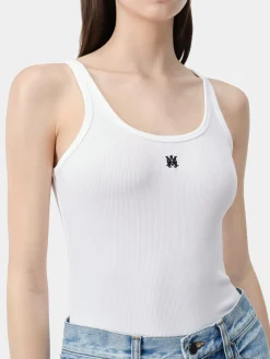 AMIRI Jersey|Tees<WOMEN'S MA EMBROIDERED RIBBED TANK White