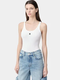AMIRI Jersey|Tees<WOMEN'S MA EMBROIDERED RIBBED TANK White