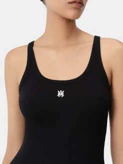 AMIRI Jersey|Tees<WOMEN'S MA EMBROIDERED RIBBED TANK BLACK