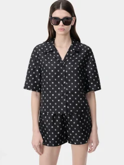AMIRI Shirts<WOMEN'S MA PAISLEY SHIRT BLACK