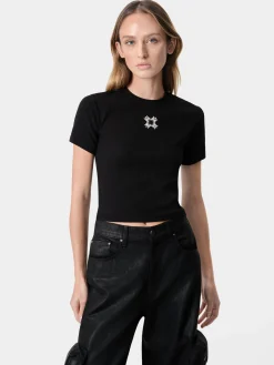 AMIRI Jersey|Tees<WOMEN'S MA QUAD BABY TEE BLACK