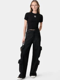 AMIRI Jersey|Tees<WOMEN'S MA QUAD BABY TEE BLACK