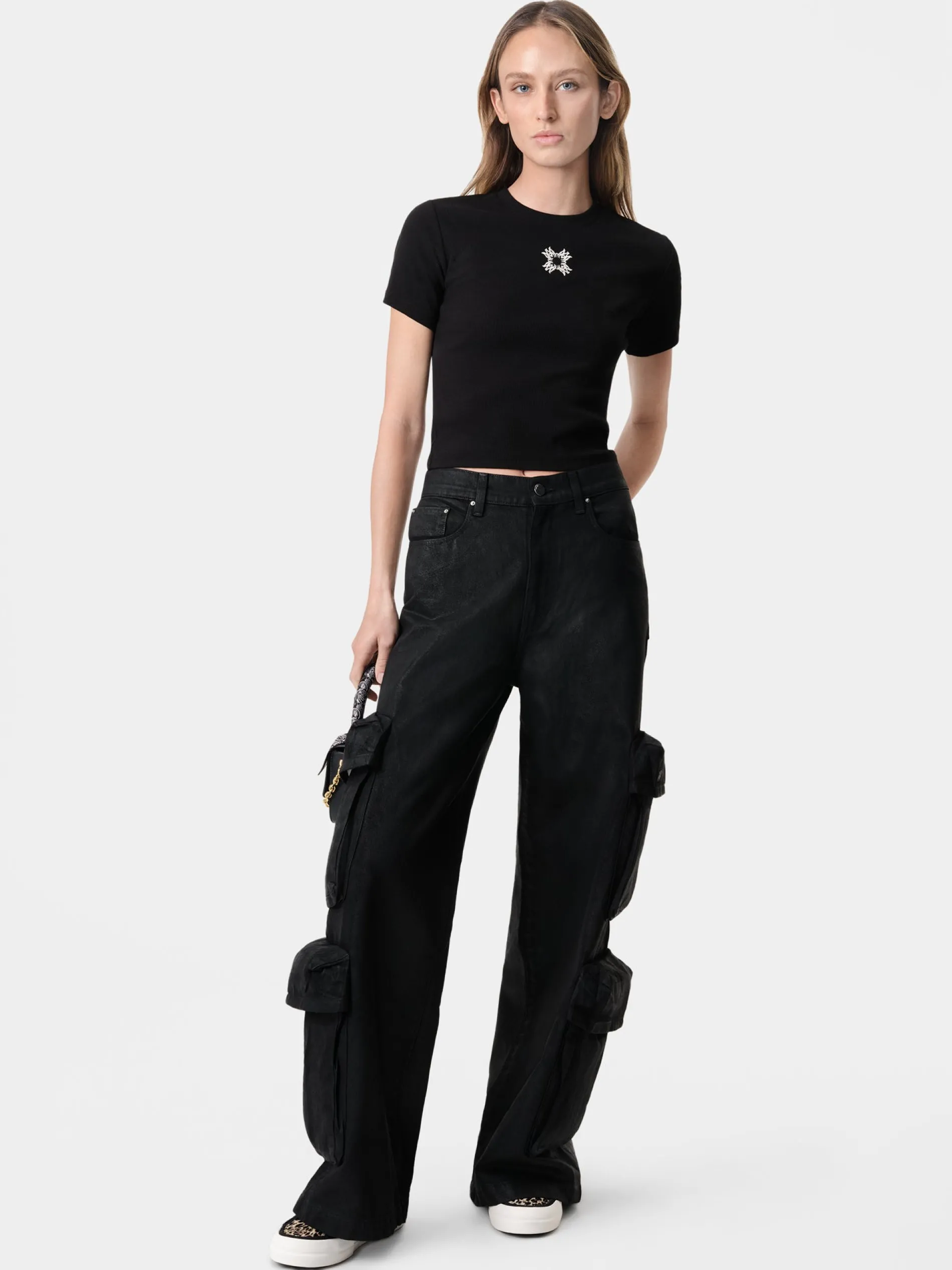 AMIRI Jersey|Tees<WOMEN'S MA QUAD BABY TEE BLACK