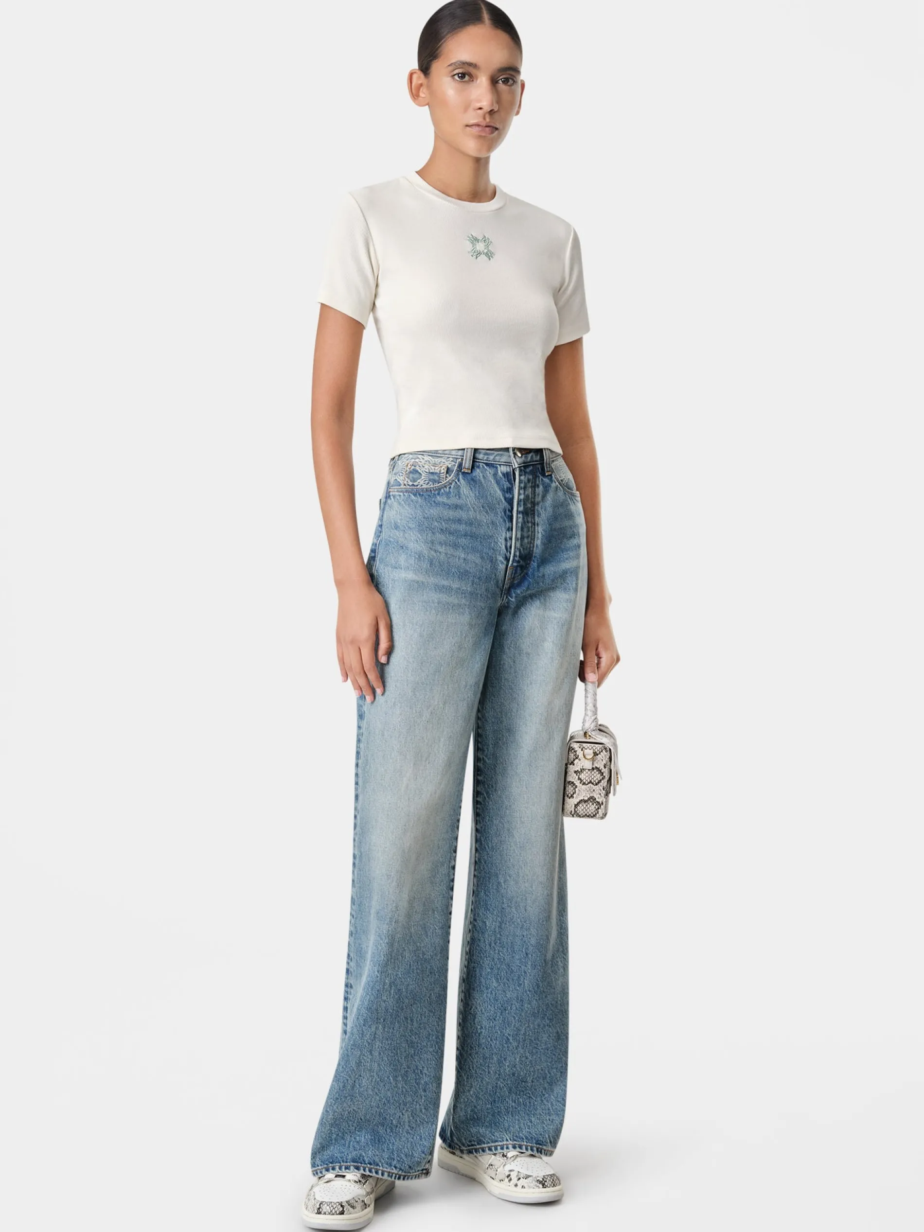 AMIRI Jersey|Tees<WOMEN'S MA QUAD BABY TEE Alabaster