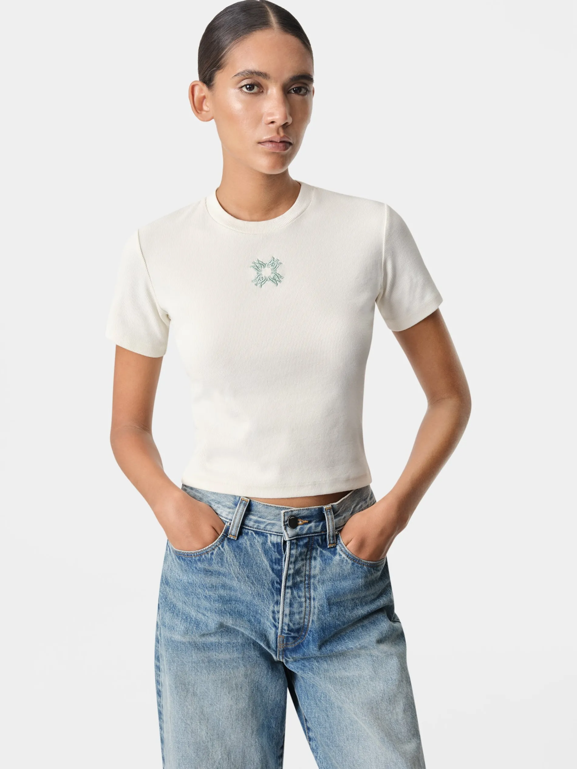 AMIRI Jersey|Tees<WOMEN'S MA QUAD BABY TEE Alabaster