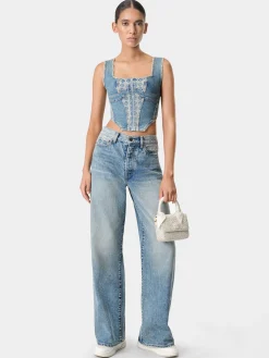 AMIRI Denim<WOMEN'S MA QUAD CORSET TOP CLASSIC MID INDIGO