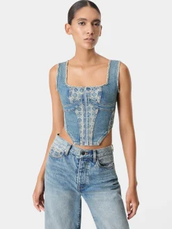 AMIRI Denim<WOMEN'S MA QUAD CORSET TOP CLASSIC MID INDIGO