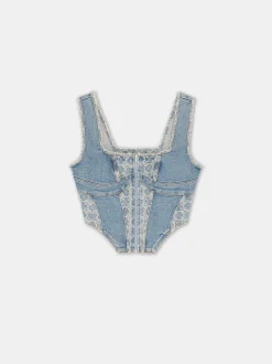 AMIRI Denim<WOMEN'S MA QUAD CORSET TOP CLASSIC MID INDIGO