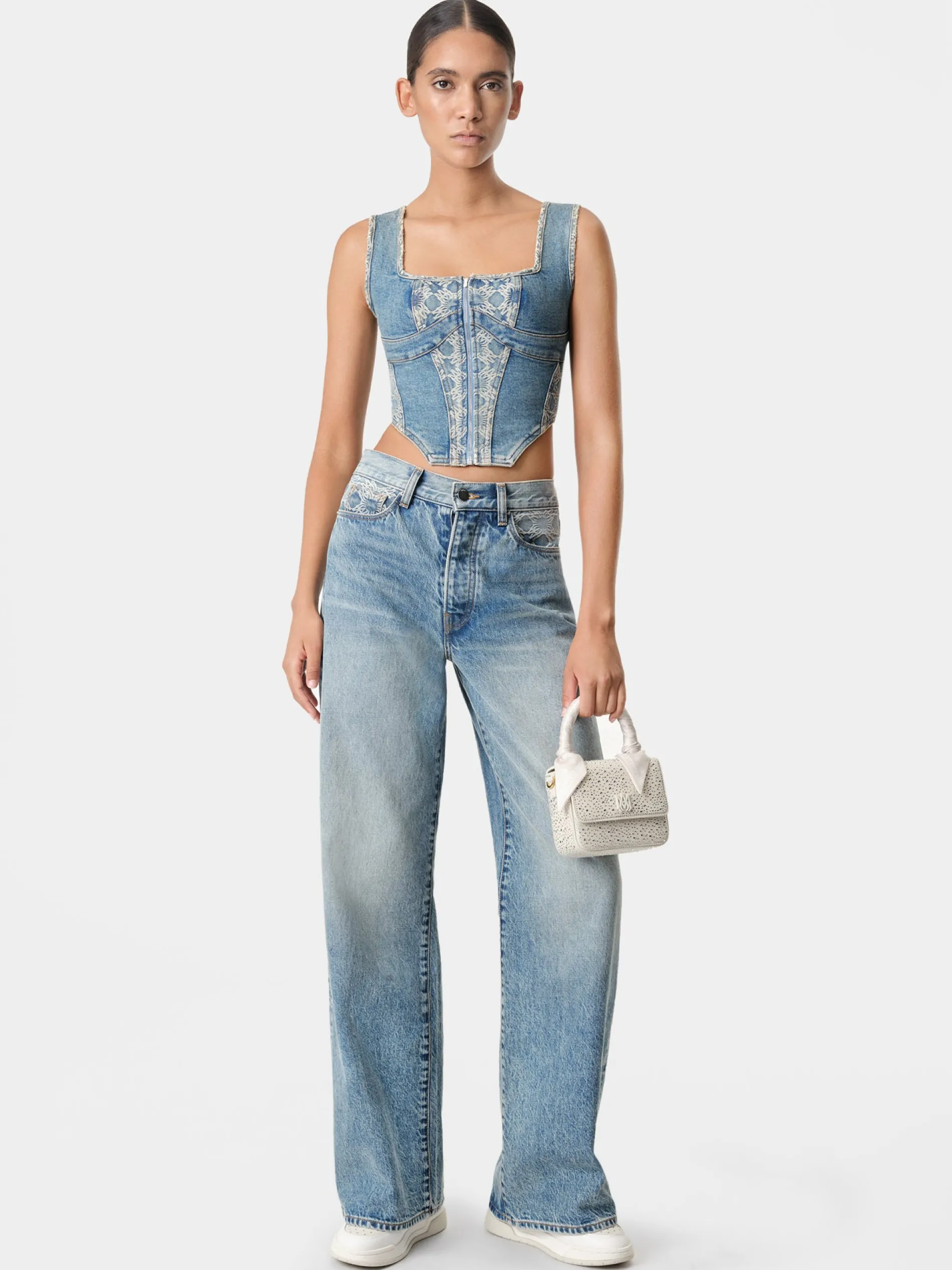 AMIRI Denim<WOMEN'S MA QUAD CORSET TOP CLASSIC MID INDIGO