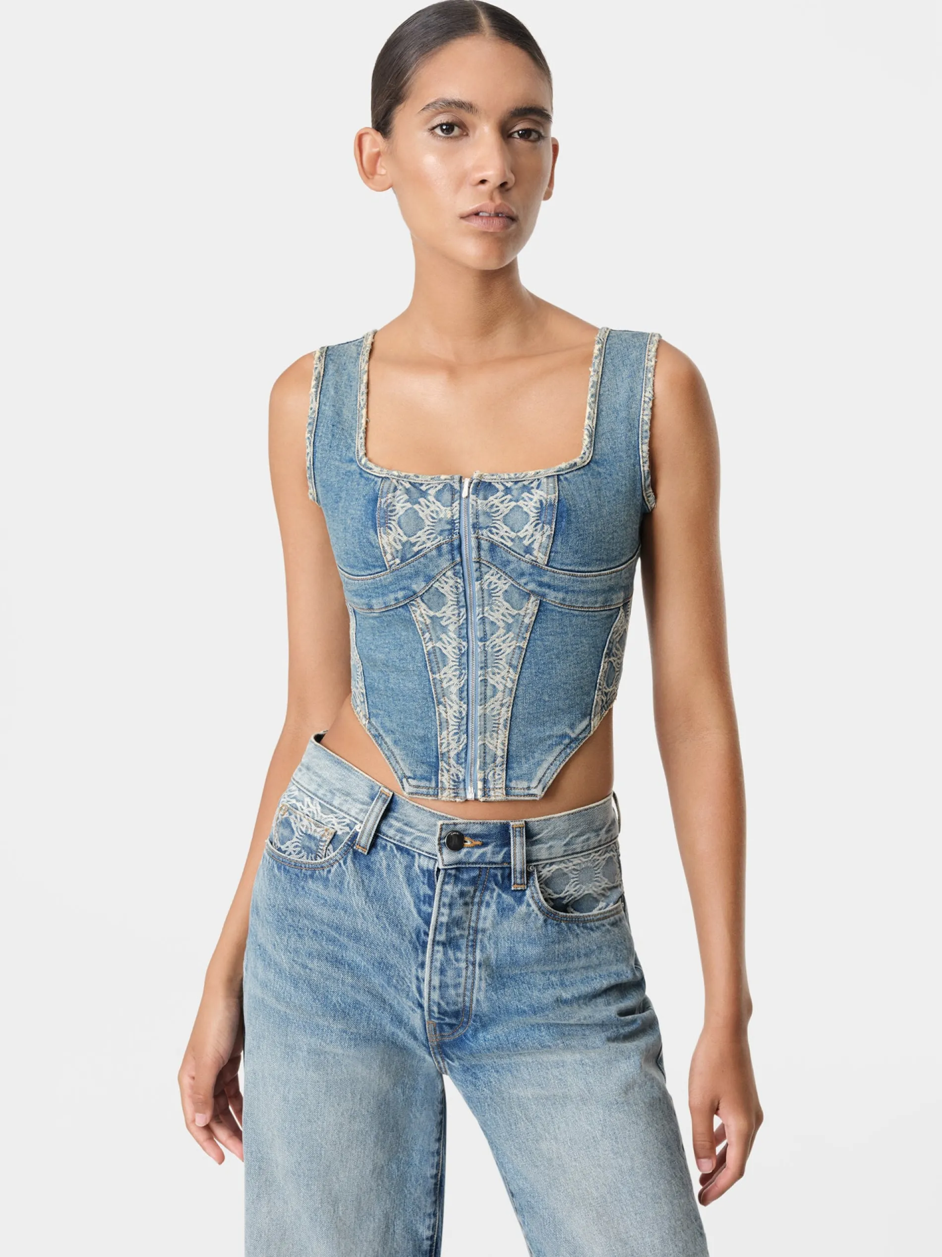 AMIRI Denim<WOMEN'S MA QUAD CORSET TOP CLASSIC MID INDIGO
