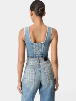 AMIRI Denim<WOMEN'S MA QUAD CORSET TOP CLASSIC MID INDIGO
