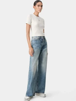 AMIRI Denim<WOMEN'S MA QUAD HIGH RISE WIDE JEAN CLASSIC MID INDIGO