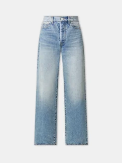 AMIRI Denim<WOMEN'S MA QUAD HIGH RISE WIDE JEAN CLASSIC MID INDIGO