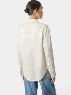AMIRI Shirts<WOMEN'S MA QUAD LONG SLEEVE SHIRT Alabaster