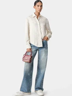 AMIRI Shirts<WOMEN'S MA QUAD LONG SLEEVE SHIRT Alabaster