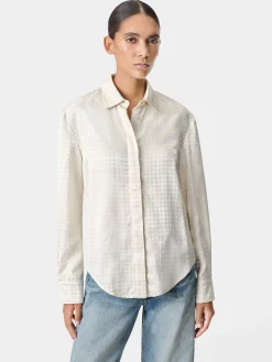 AMIRI Shirts<WOMEN'S MA QUAD LONG SLEEVE SHIRT Alabaster