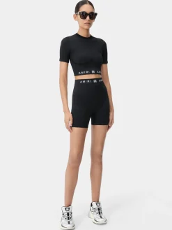 AMIRI Activewear|Shorts & Sweatpants<WOMEN'S MA RIBBED SEAMLESS SHORT BLACK