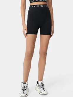 AMIRI Activewear|Shorts & Sweatpants<WOMEN'S MA RIBBED SEAMLESS SHORT BLACK